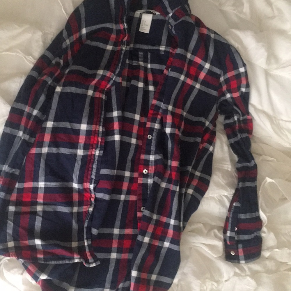 Red white and navy blue flannel